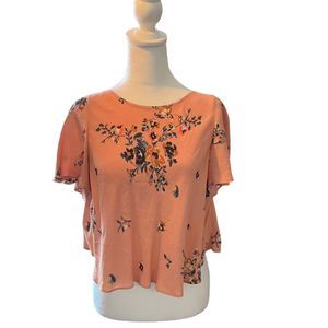 Kimchi Blue Floral V-Neck Crop Top Flutter Sleeve